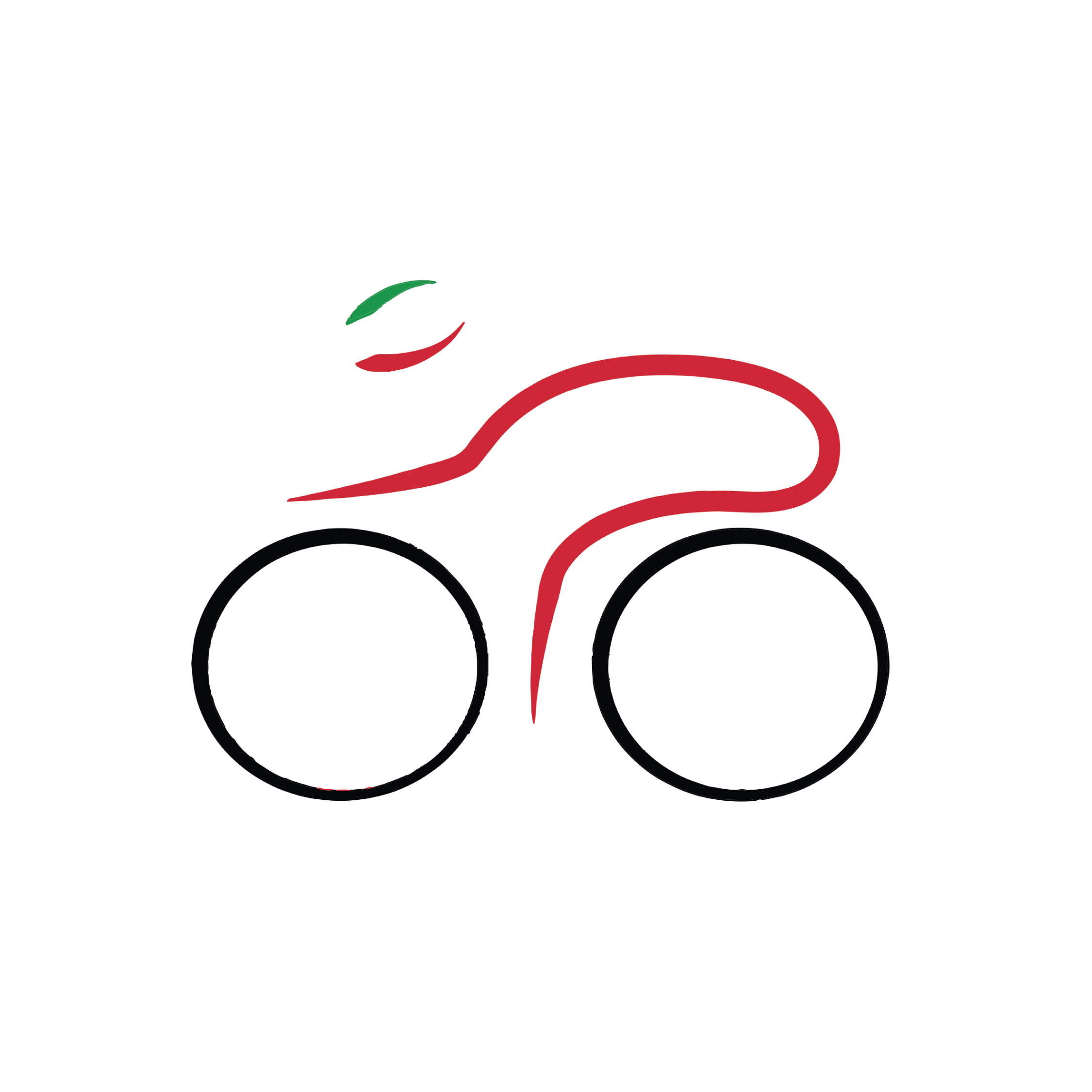 Logo Biciclo Rosso Ferrara - tondo ciclista stilizzato colorato di rosso