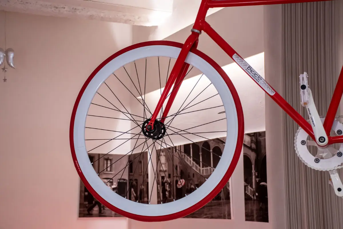 Dettaglio ruota bici - Biciclo Rosso Ferrara