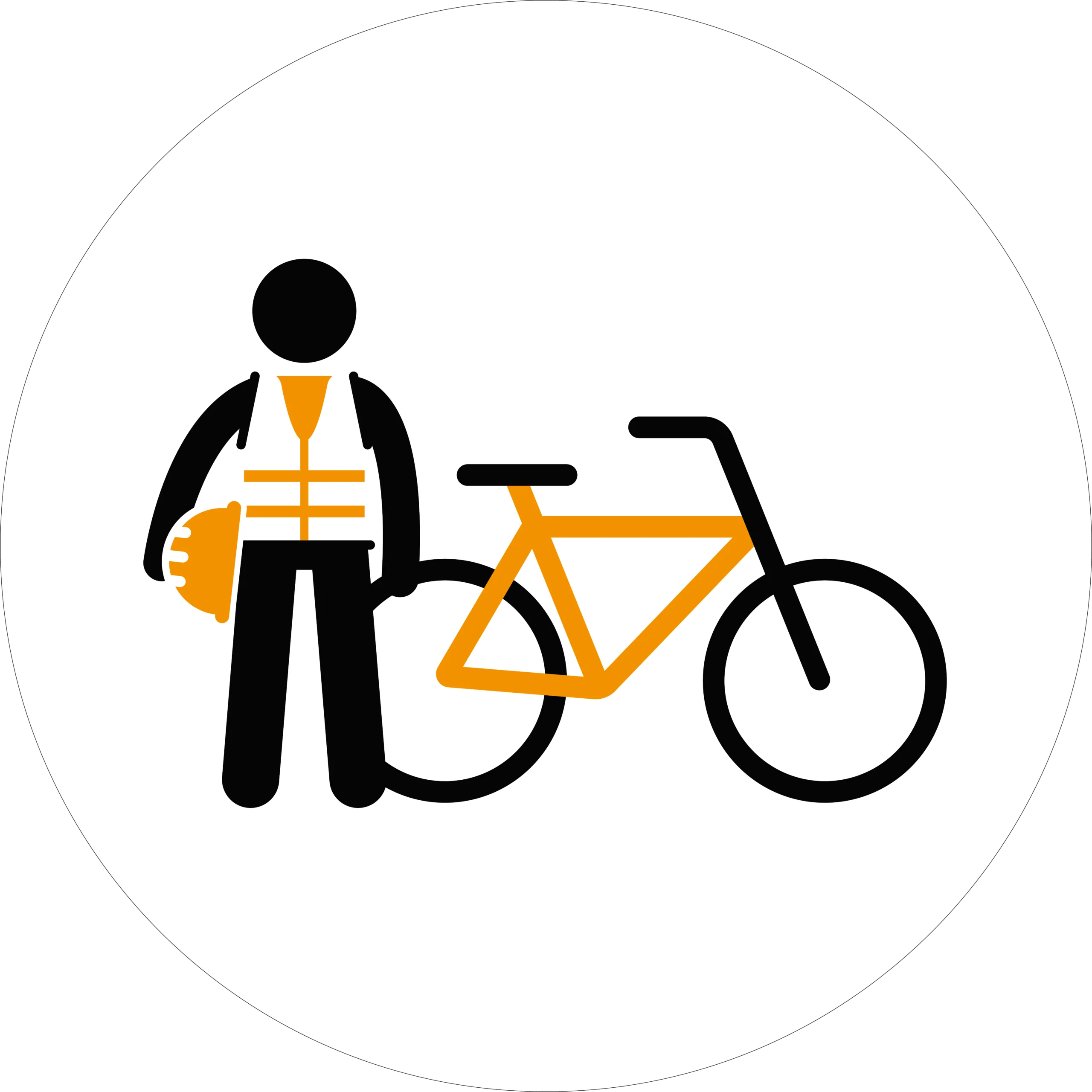 Logo Biciclo Business Ferrara - tondo di un operaio accanto a una bici